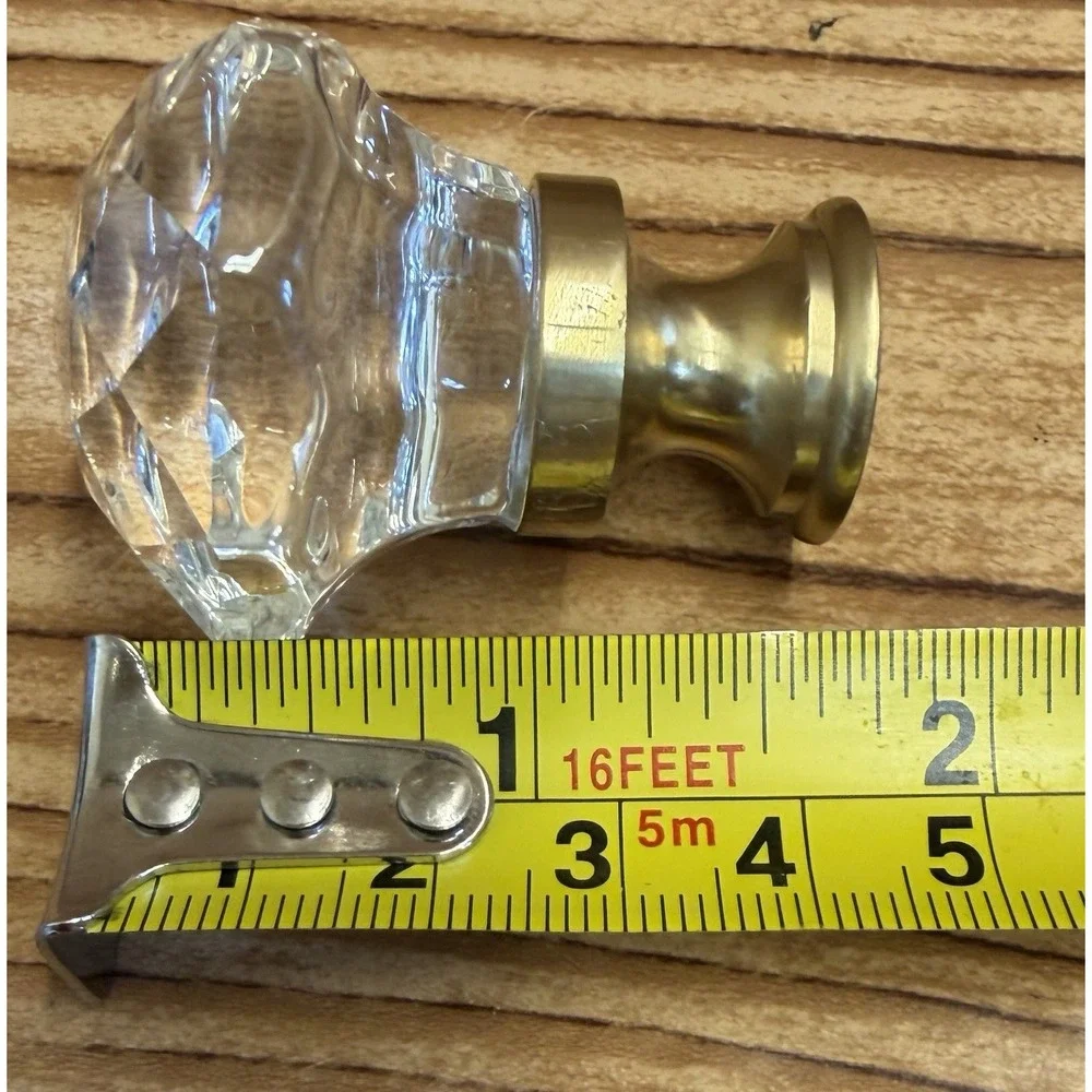 Emtek‎ Diamond Crystal Glass 1-1/4 Inch Round Cabinet Knob Gold Qty 3 Knobs
